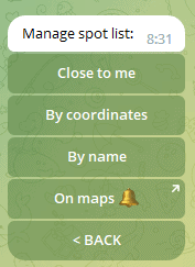 CanFlyBot — adding a spot by coordinates (Russian UI)