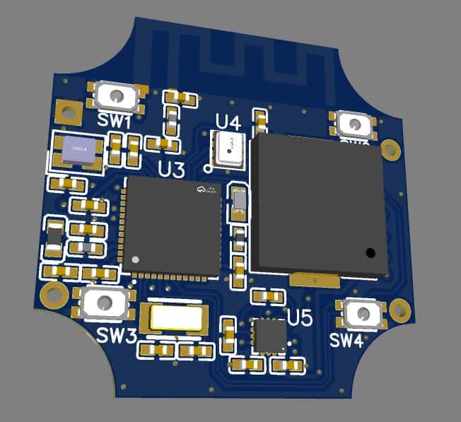 FlyBeeper mini BT — PCB top 3D render