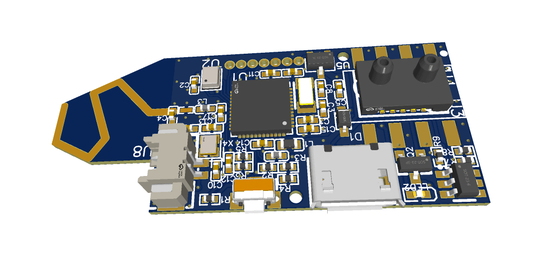 FlyBeeper TAS — PCB v3 3D render