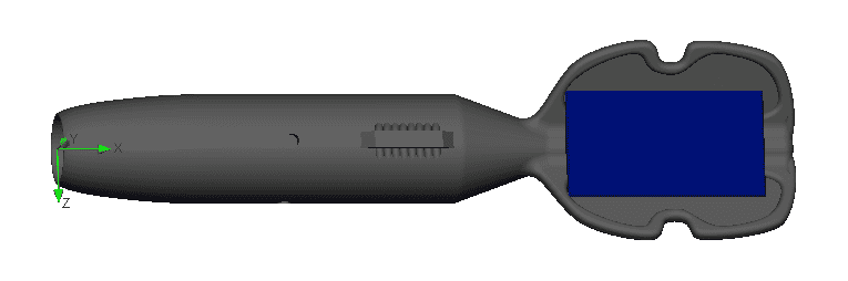 Pitot tube body — initial single-piece concept with tail fins
